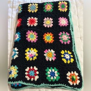 Roseanne Granny Square Couch Chair Afghan Throw Handmade Crocheted Blanket 49x67